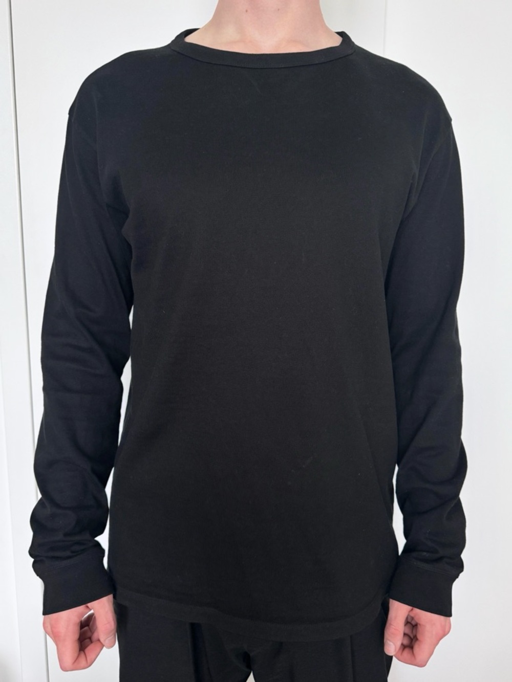 Outlier FU/Cotton Long sleeve Classic Crewneck Shirt Black Minimalist Travel M